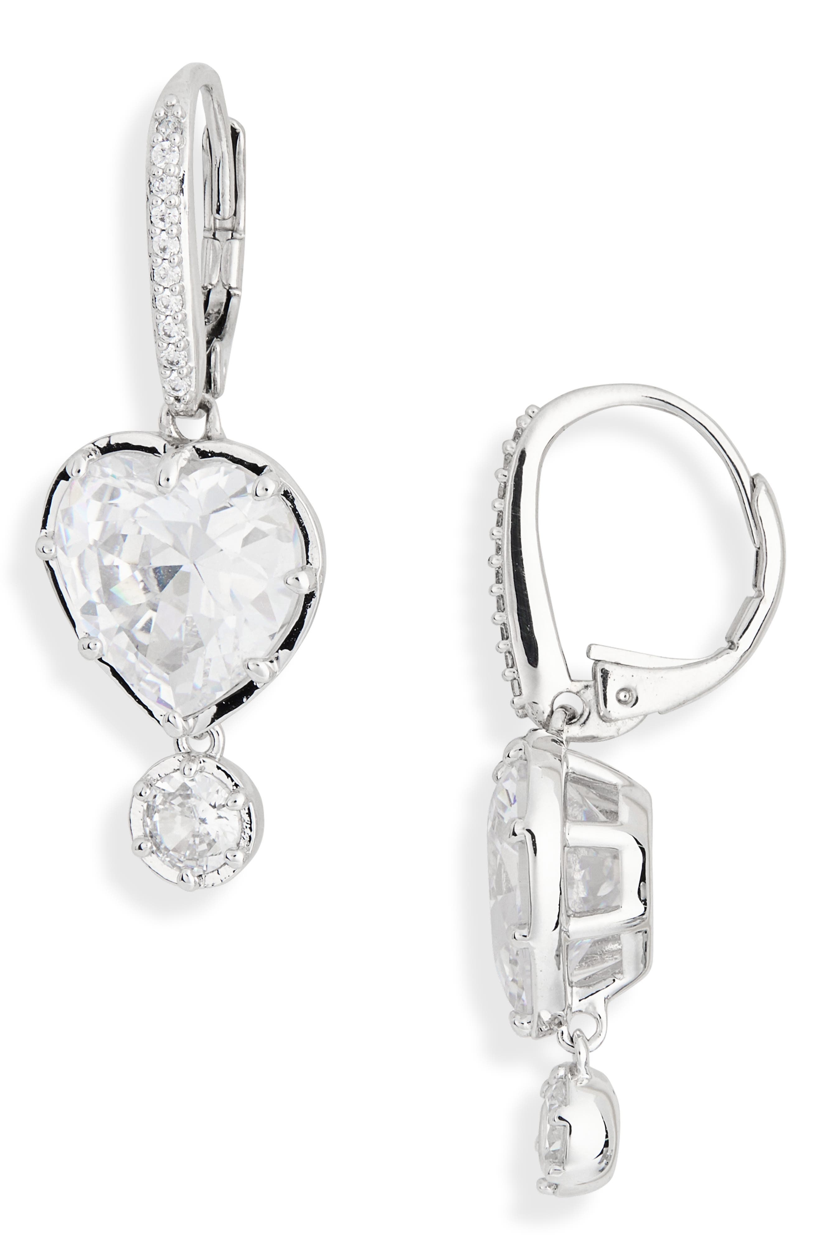 Blythe Heart Cubic Zirconia Drop Earrings