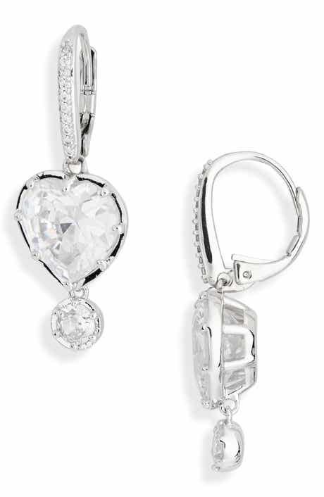 Blythe Heart Cubic Zirconia Drop Earrings