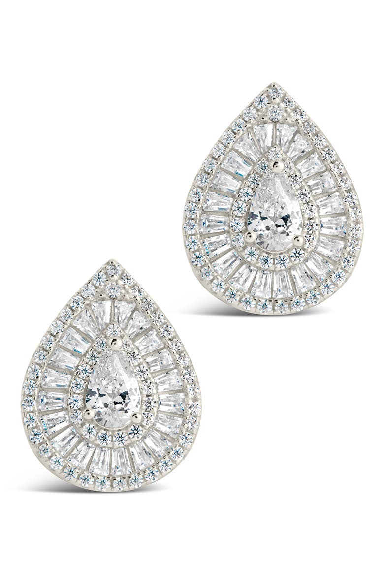 Scarlett CZ Teardrop Stud Earrings, Alternate, color, SILVER