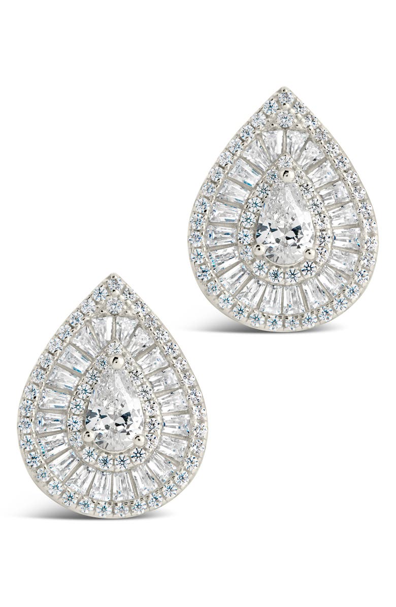 Sterling Forever Scarlett CZ Teardrop Stud Earrings, Alternate, color, Silver
