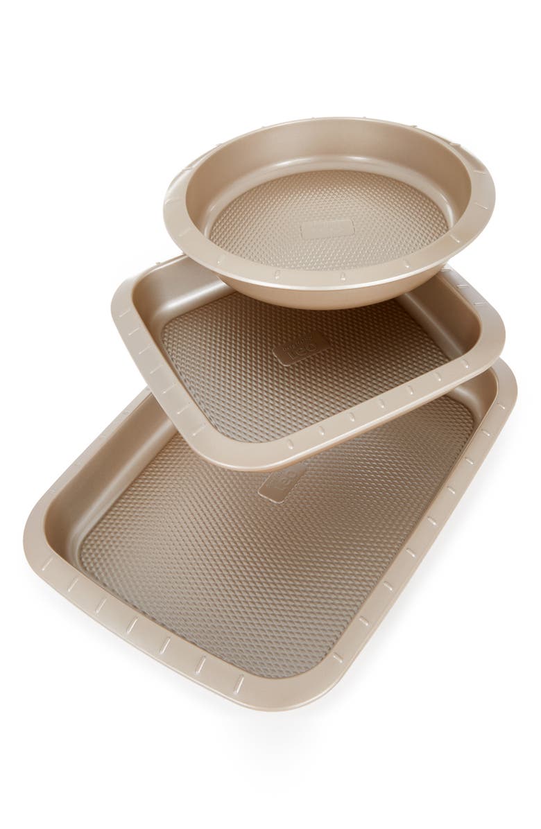 BergHOFF Leo Balance Carbon Steel 3-Piece Cake Pan Set, Alternate, color, Golden