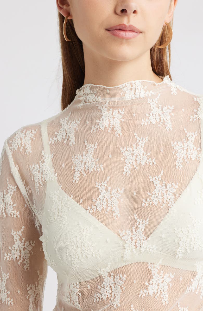 Treasure & Bond Sheer Lace Top, Alternate, color, Ivory Egret