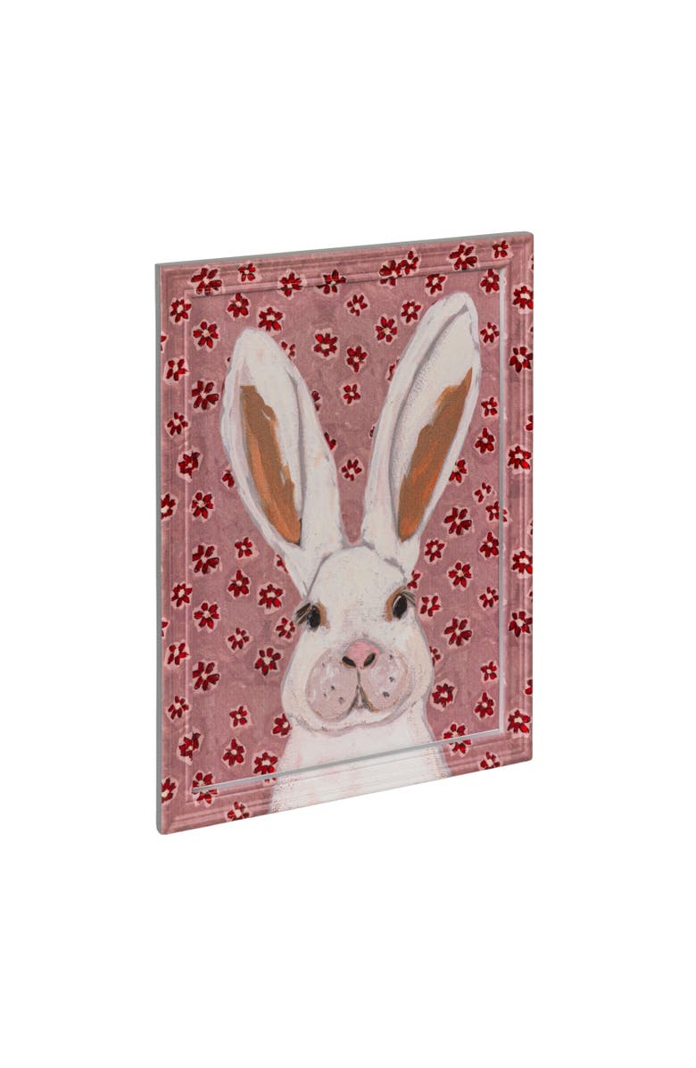 Storied Home Wood Framed Glass Wall Décor with Rabbit Image, Main, color, Pink