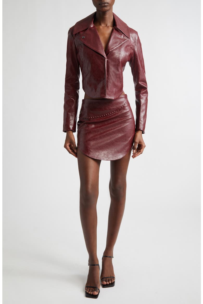 G-Ameck Faux Leather Crop Jacket, Alternate, color, BORDEAUX