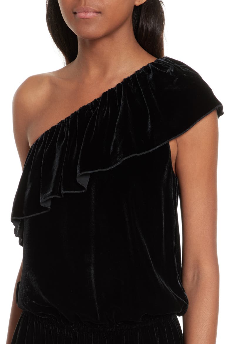 Kolda B One-Shoulder Velvet Dress, Alternate, color, CAVIAR