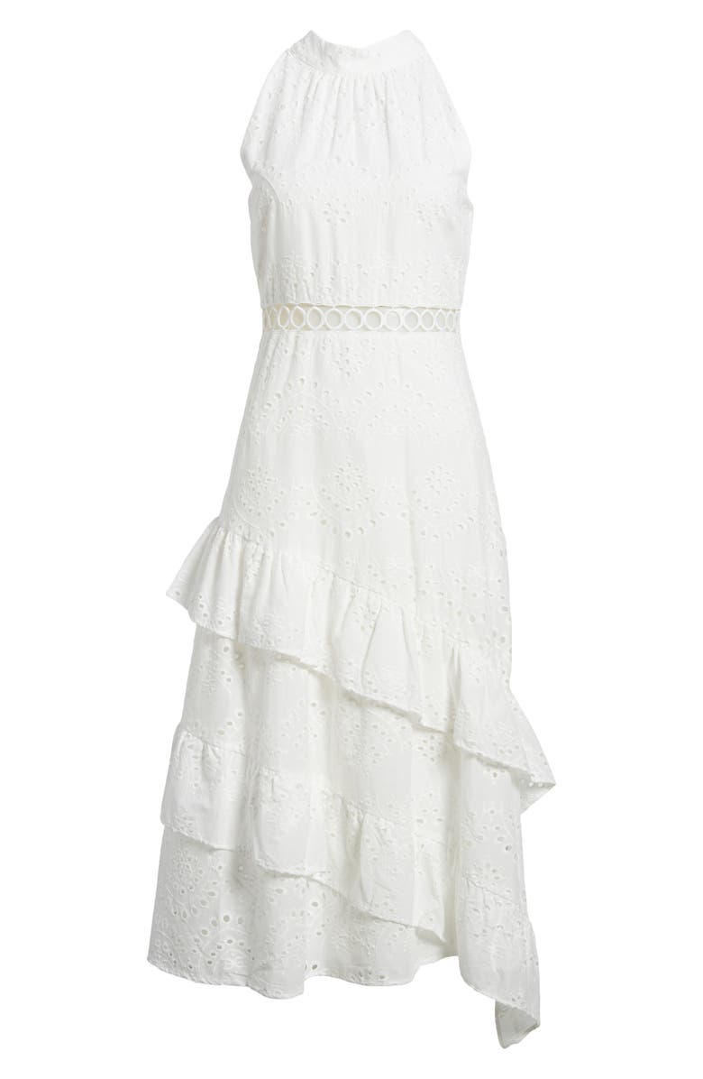 Sam Edelman Sleeveless Embroidered Eyelet Ruffle Dress, Alternate, color, White