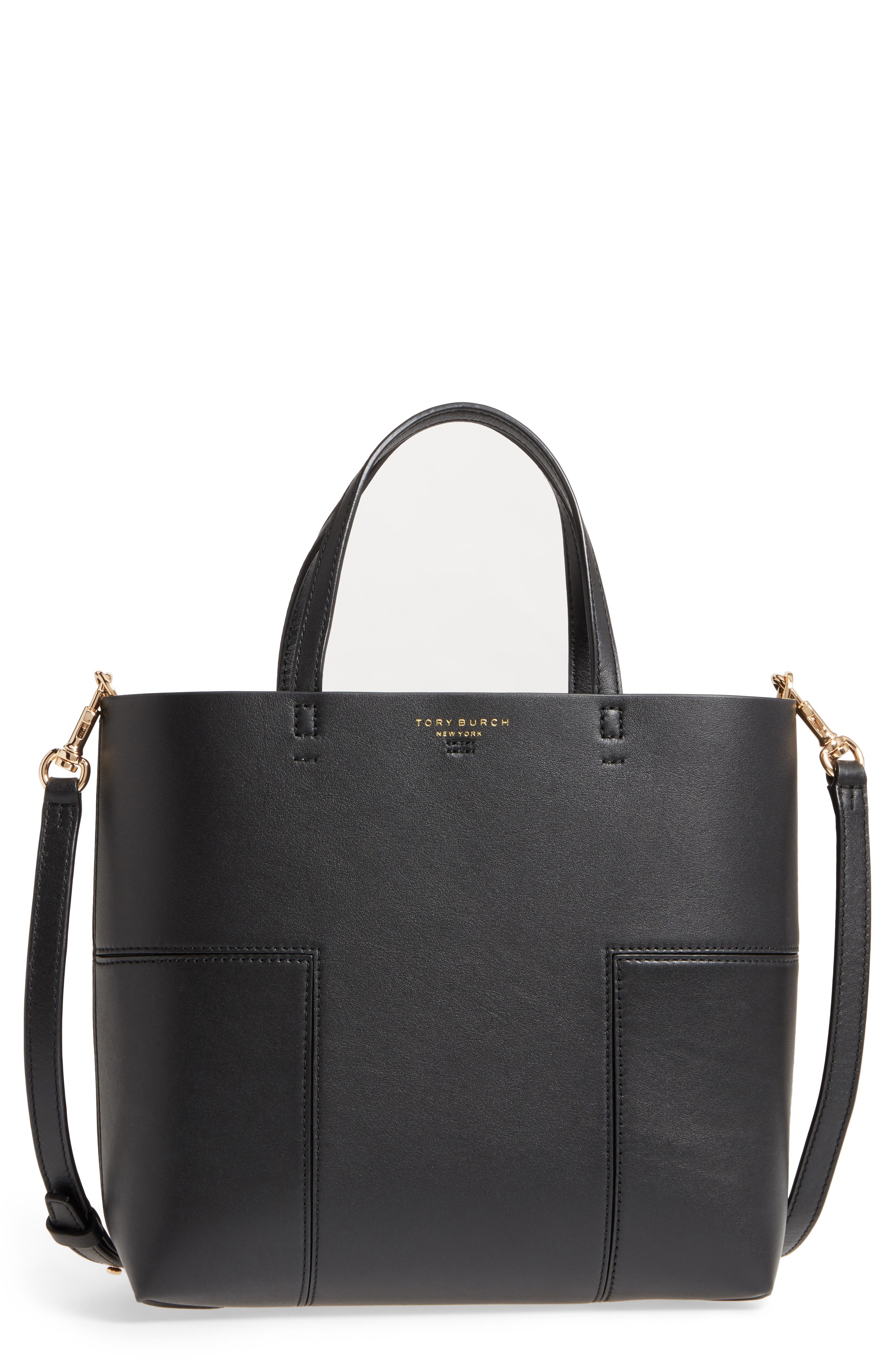 Tory Burch Block-T Mini Leather Tote, Main, color, 