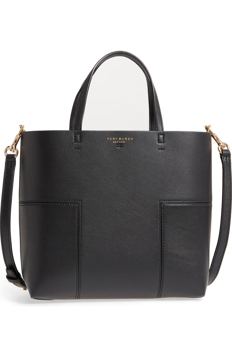 Tory Burch Block-T Mini Leather Tote, Main, color,