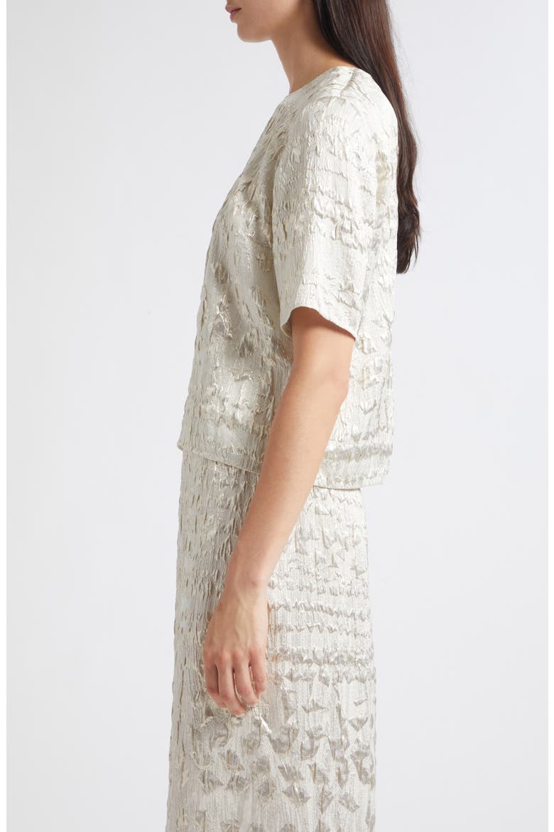 Dina Textured Silk Blend Top, Alternate, color, SILVER