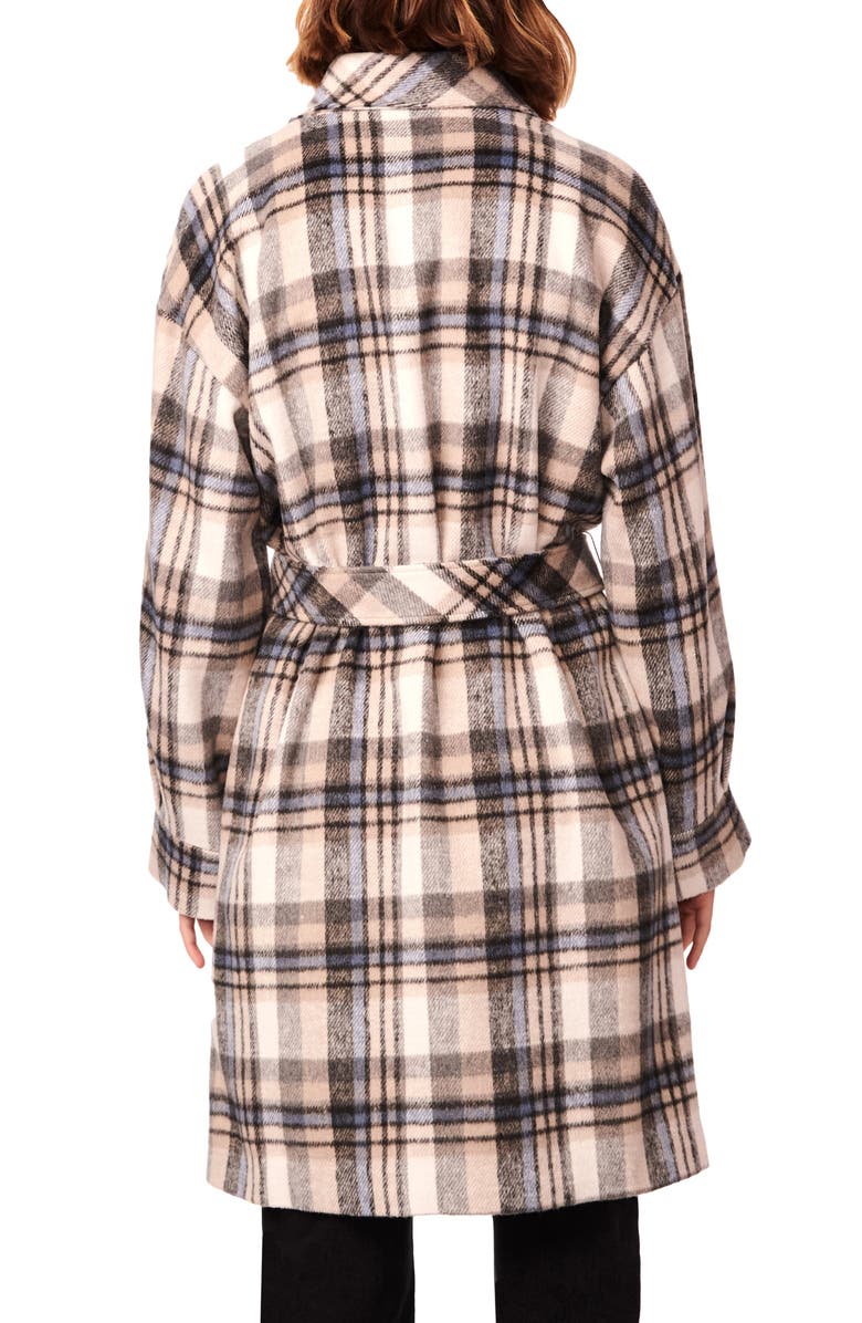 Bernardo Plaid Belted Jacket, Alternate, color,