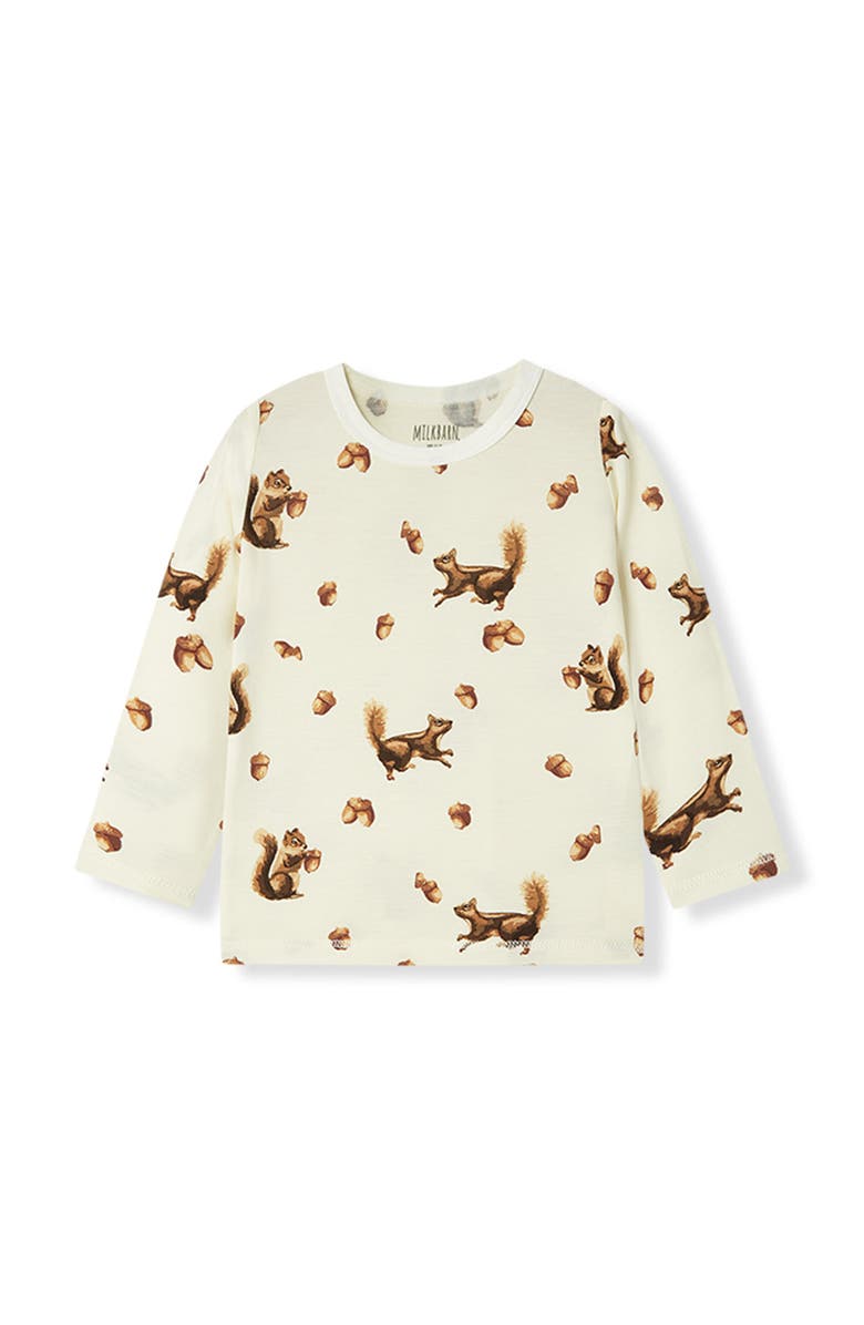 Milkbarn Luxe Stretch Long Sleeve Two Piece Pajama Set, Alternate, color, Chipmunk