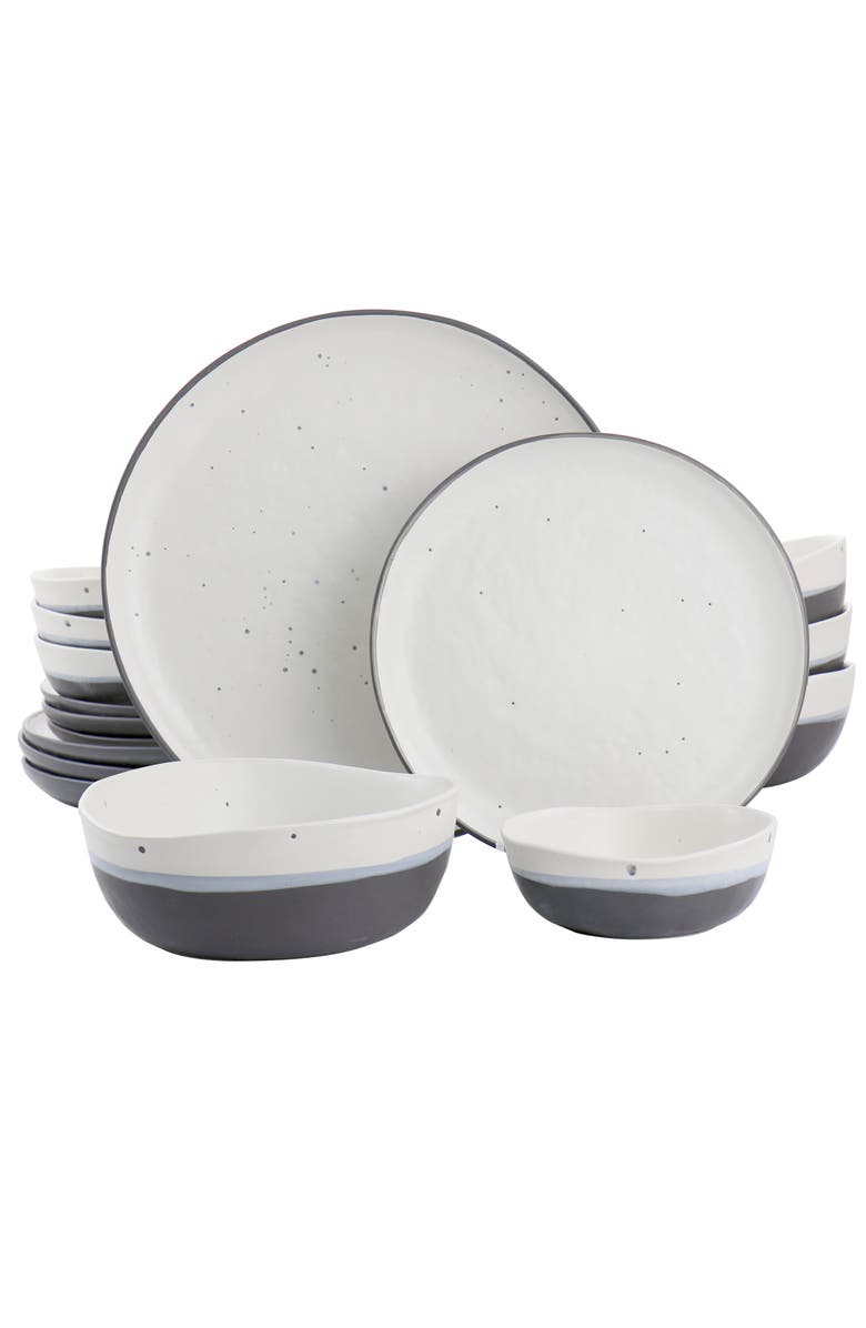 Gibson Elite Rhinebeck 16 Piece Round Stoneware Dinnerware Set, Main, color, White