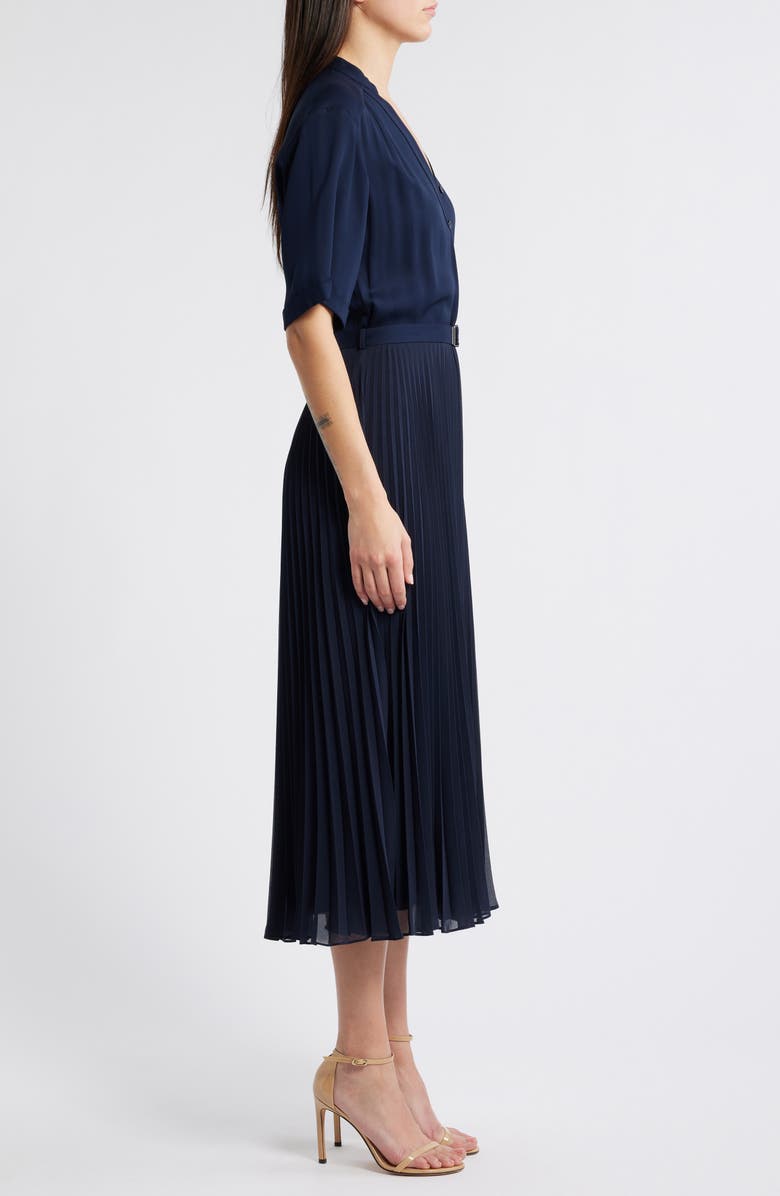 BOSS Docelina Belted Midi Dress, Alternate, color, Clean Navy
