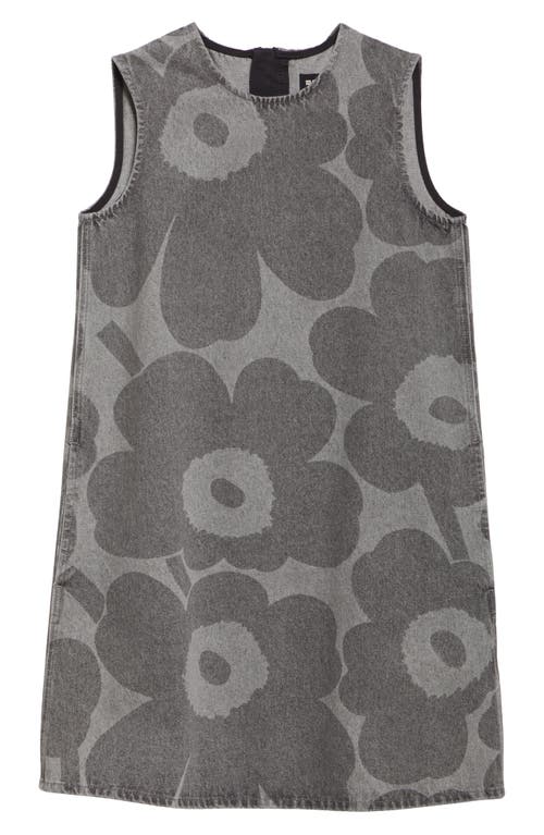 Marimekko Maridenim Somasti Unikko Denim Minidress In Gray