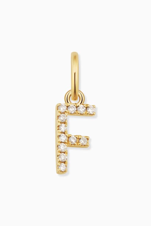 14K Gold My Letter Diamond Pendant Charm