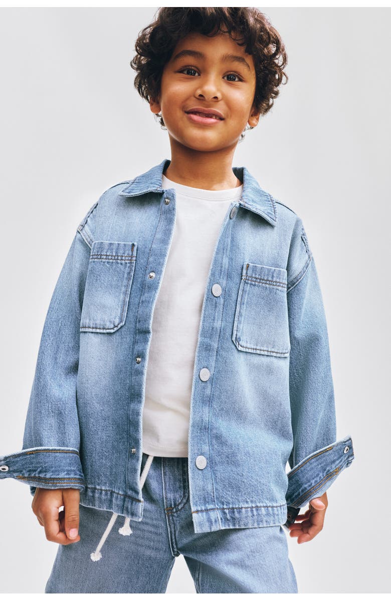 H&M Oversized Denim Overshirt, Alternate, color, Light Denim Blue