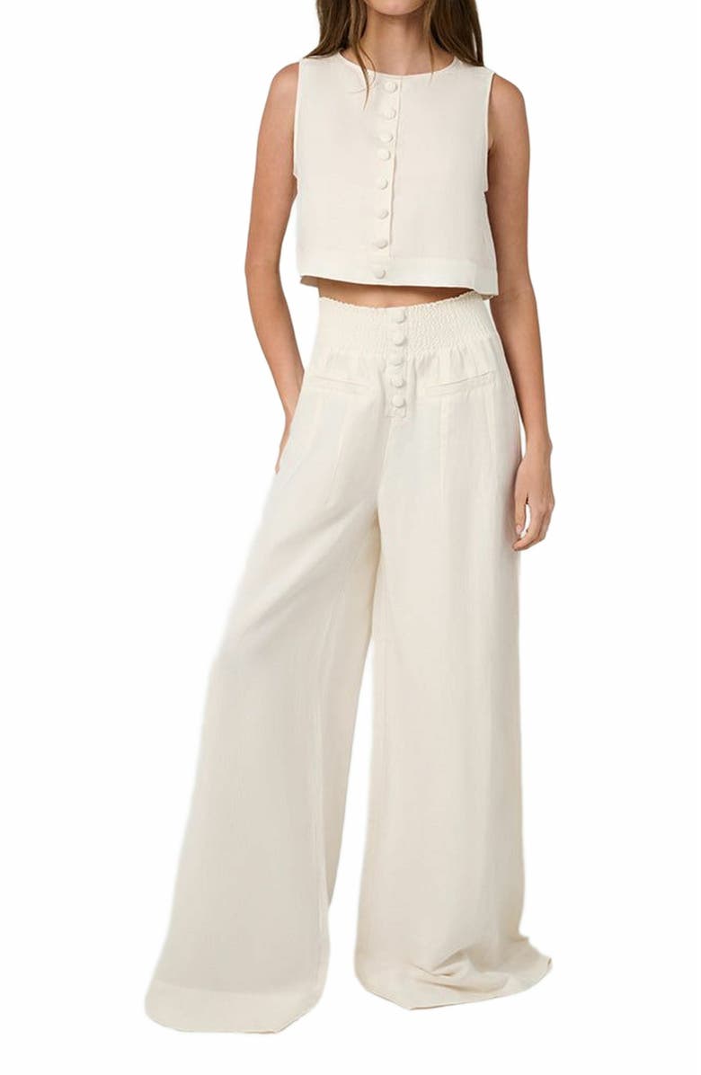 WeWoreWhat Boxy Linen Boatneck Top, Alternate, color, Off-White