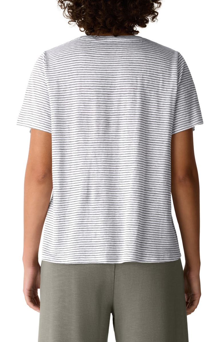 Eileen Fisher Stripe Organic Linen T-Shirt, Alternate, color, Bay Leaf