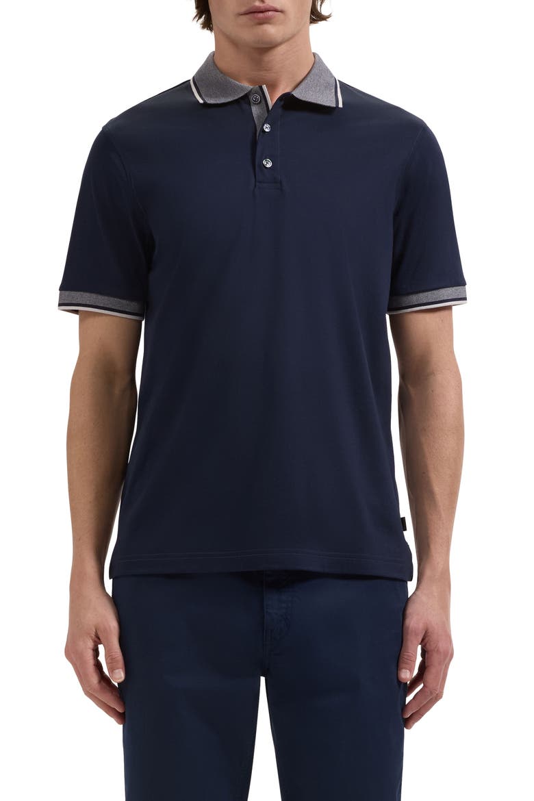 Tipped Pima Cotton Piqué Polo, Main, color, NAVY