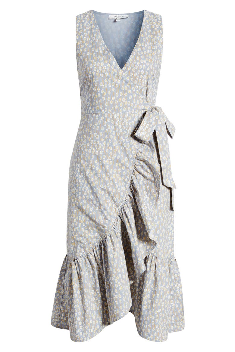 Floral Ruffle Trim Wrap Dress, Alternate, color, STILL DAWN