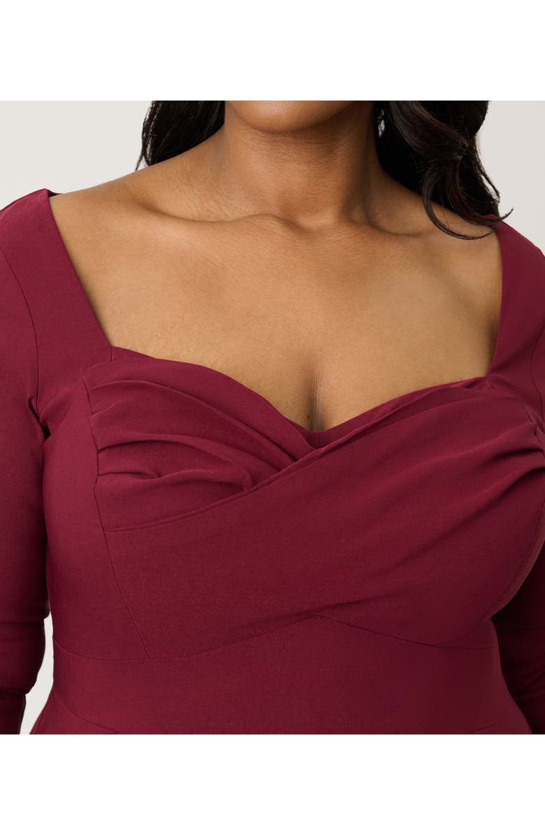 Unique Vintage Plus Size Pleated Bust Swing Dress, Alternate, color, Burgundy