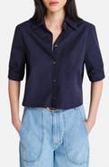 TWP Short Lived Elbow Sleeve Cotton Button-Up Shirt