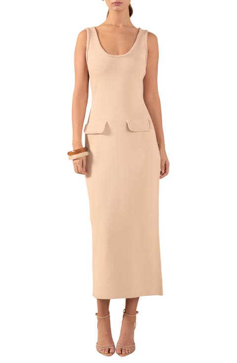 Braided Trim Sleeveless Knit Maxi Dress