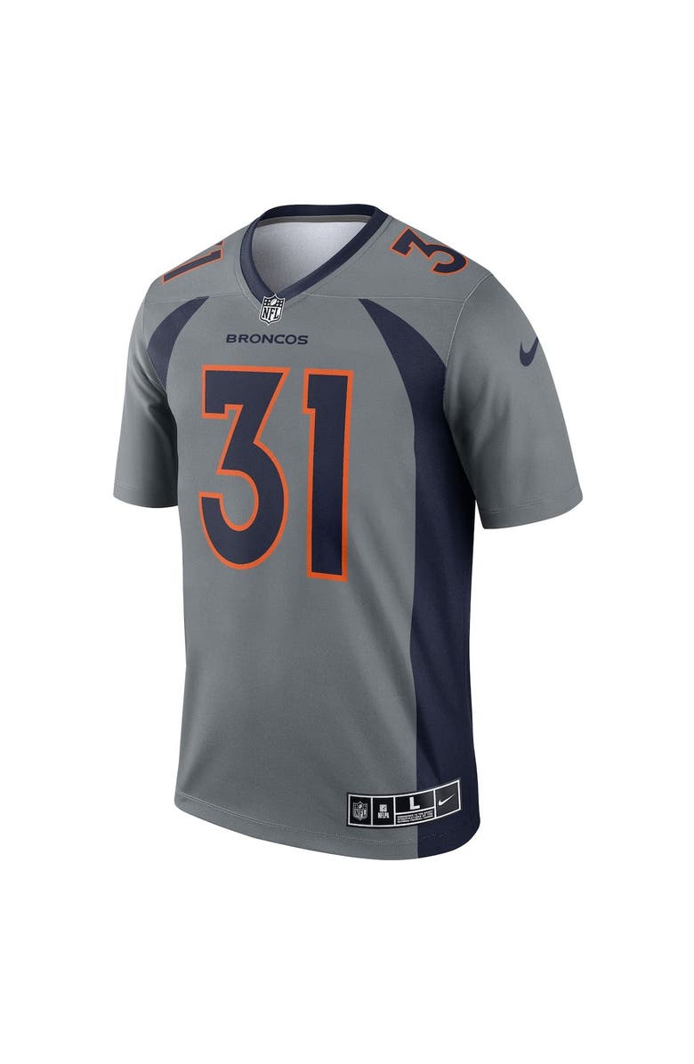 Nike Men's Nike Justin Simmons Gray Denver Broncos Inverted Legend Jersey, Alternate, color,
