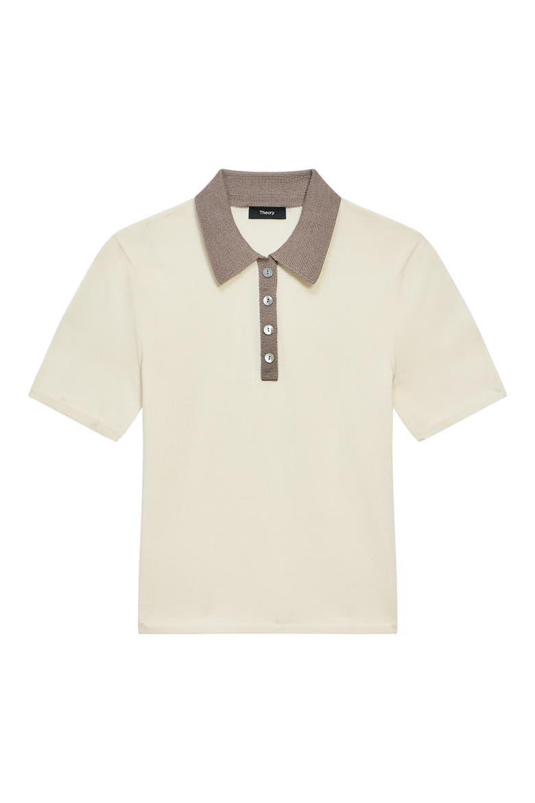 Contrast Wool Blend Polo Sweater, Alternate, color, IVORY/ CINDER