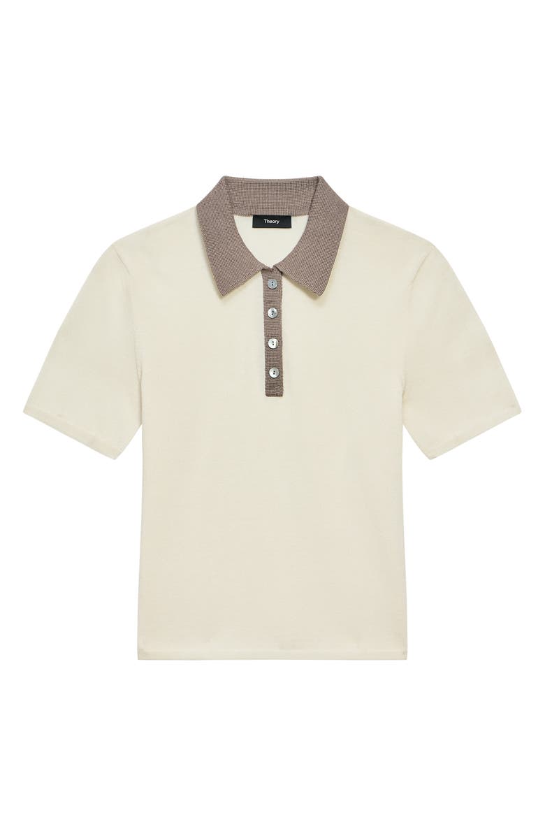 Theory Contrast Wool Blend Polo Sweater, Alternate, color,