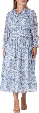 Standards & Practices Floral Long Sleeve Midi Dress