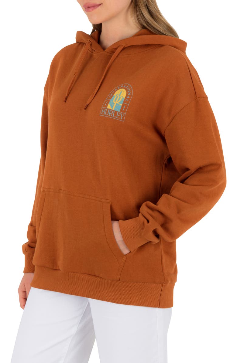 Hurley Immerse Oversize Graphic Hoodie, Alternate, color, Leather Brown