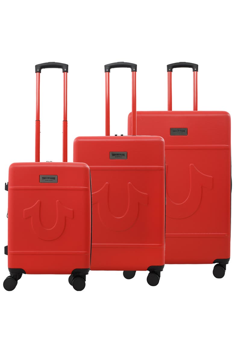 Molded U 3-Piece Hardside Spinner Luggage Set 22", 26.5" & 30.5" Expandable Suitcases, Alternate, color, RED
