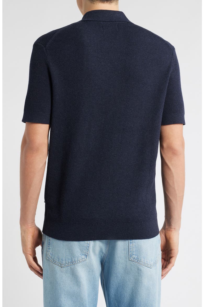 Hansie 6600 Organic Cotton Quarter Zip Sweater Polo, Alternate, color, NAVY MELANGE