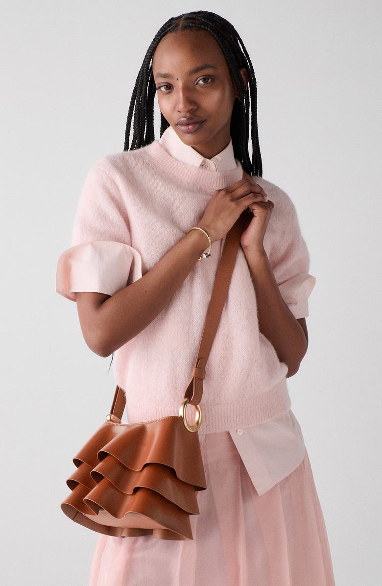 Kate Spade New York halo pleated wave leather mini bucket bag, Alternate, color, Southwest Desert