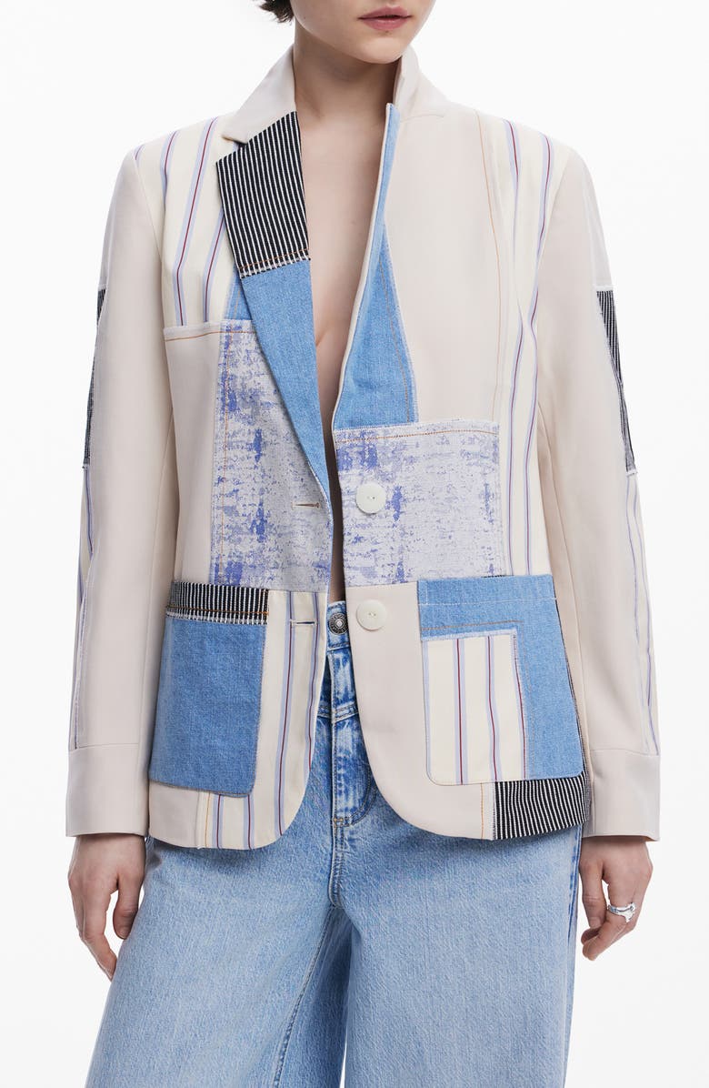 Desigual Patchwork Blazer, Main, color, 