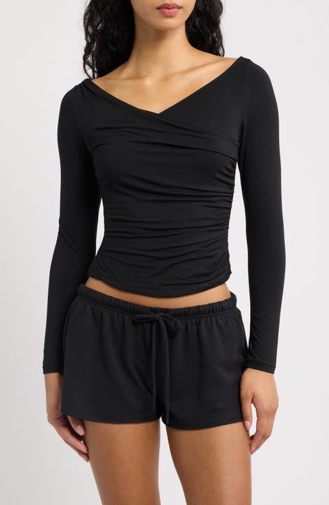 That's a Faux Wrap Ruched Crop Top
