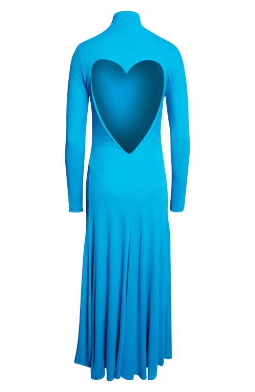 Alaïa Heart Cutout Turtleneck Long-sleeve Maxi Dress In Blue