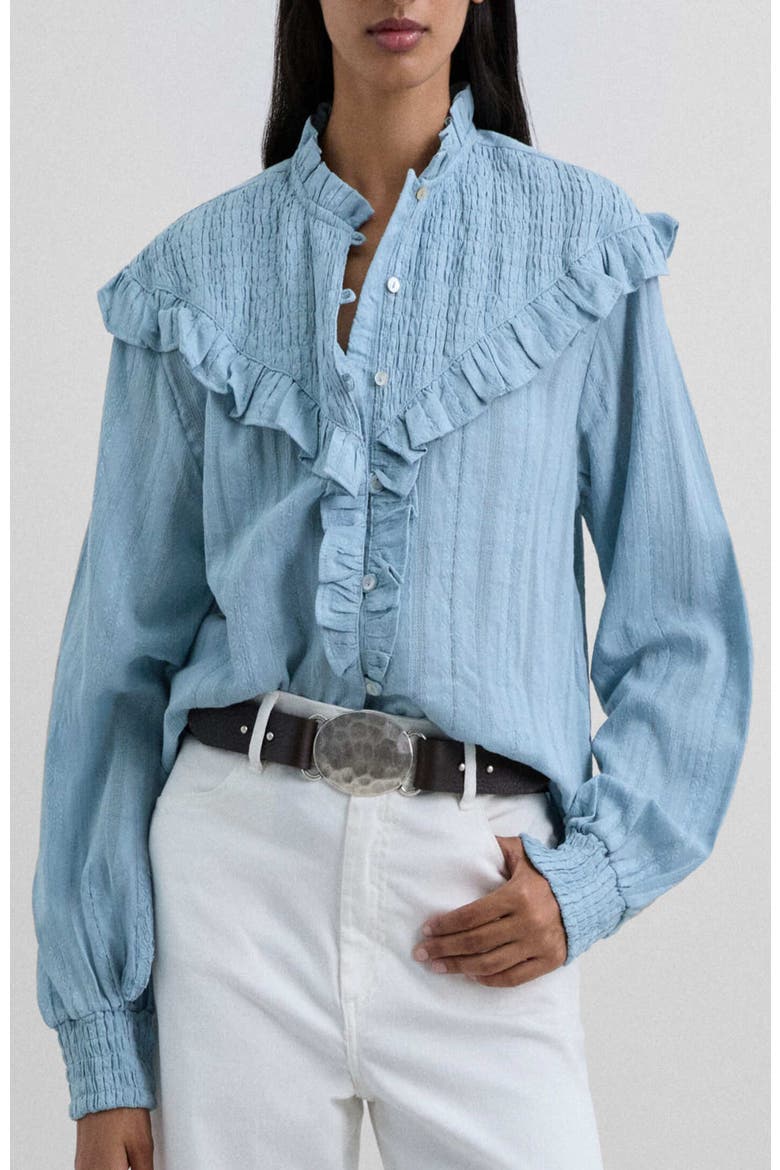 Smockruffle Shirt, Main, color, Lightblue