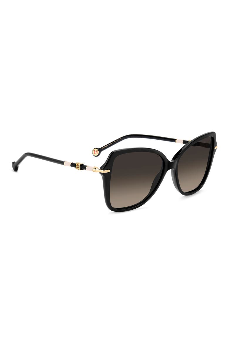 Her 56mm Gradient Butterfly Sunglasses, Alternate, color, BLACK/ BROWN SF