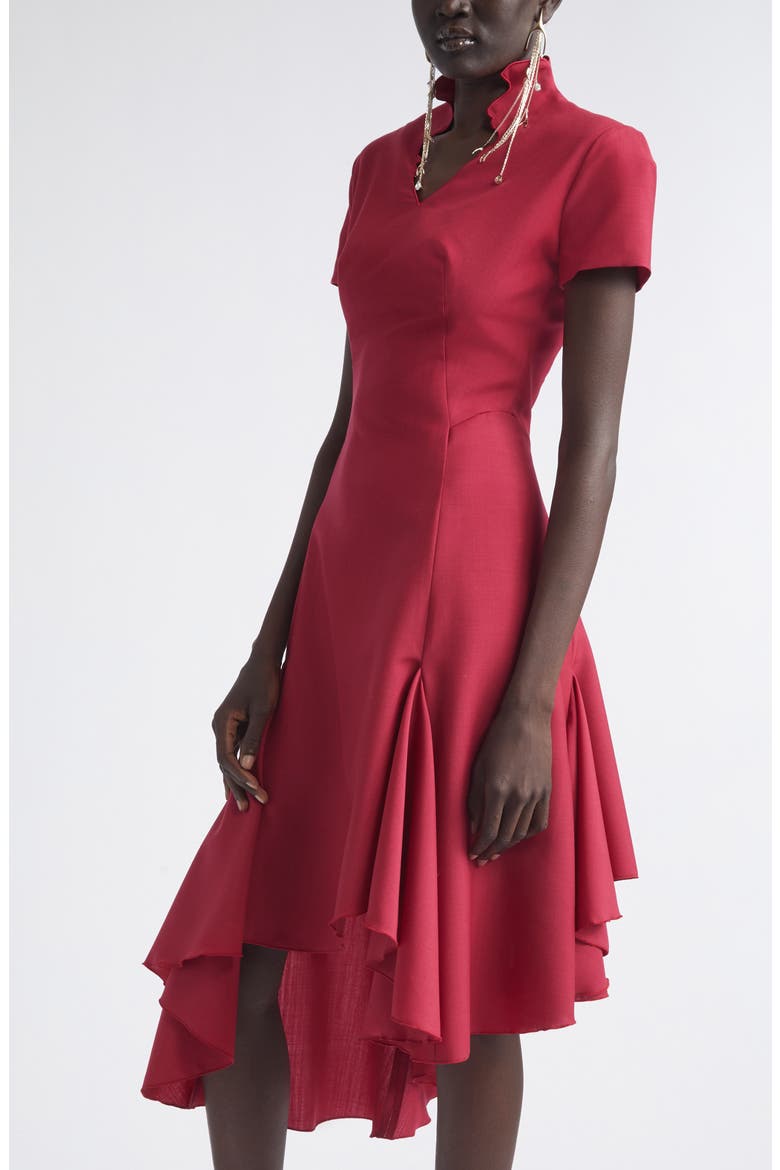 Asymmetric Wool & Mohair Dress, Alternate, color, RASPBERRY