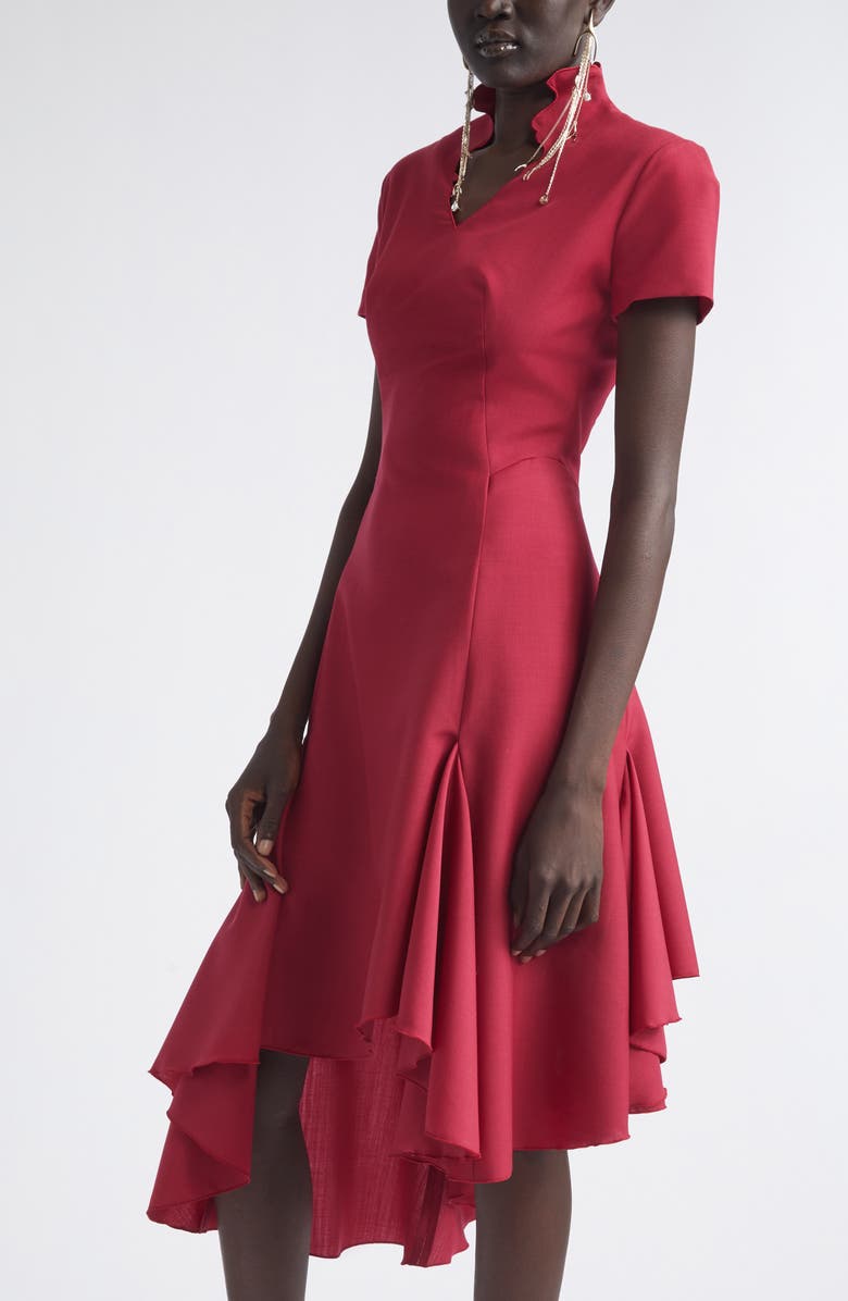 McQueen Asymmetric Wool & Mohair Dress, Alternate, color, Raspberry