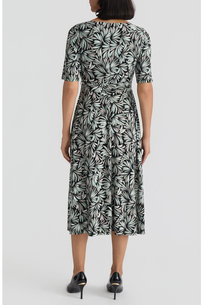 Print Tie Belt A-Line Dress, Alternate, color, BLACK MULTI