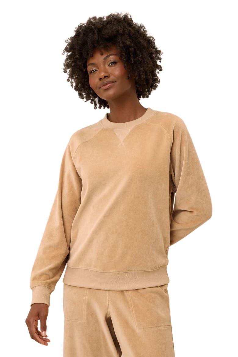 Pure Velour Crew Sweatshirt, Main, color, Sesame