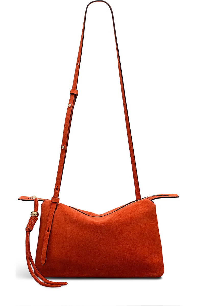 Radley The Romilly - Suede Medium Ziptop Crossbody Bag, Main, color, Flame