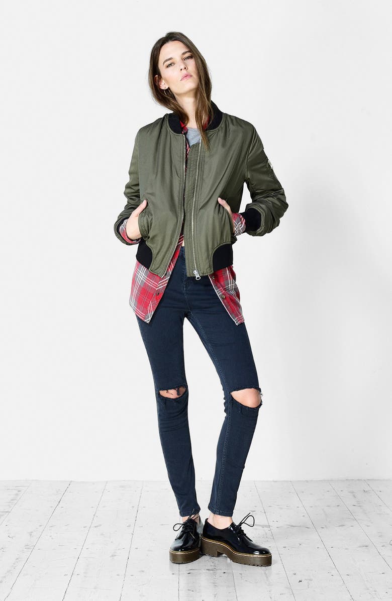 Topshop Moto 'Jamie' Ripped High Rise Ankle Skinny Jeans, Alternate, color, 