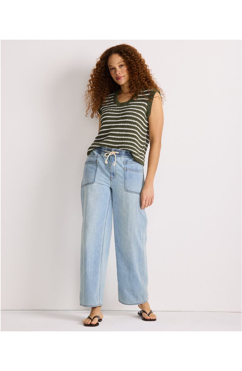 Lands' End Lightweight Denim High Rise Relaxed Straight Pull On Pocket Jeans, Alternate, color, Breeze Blue Wash