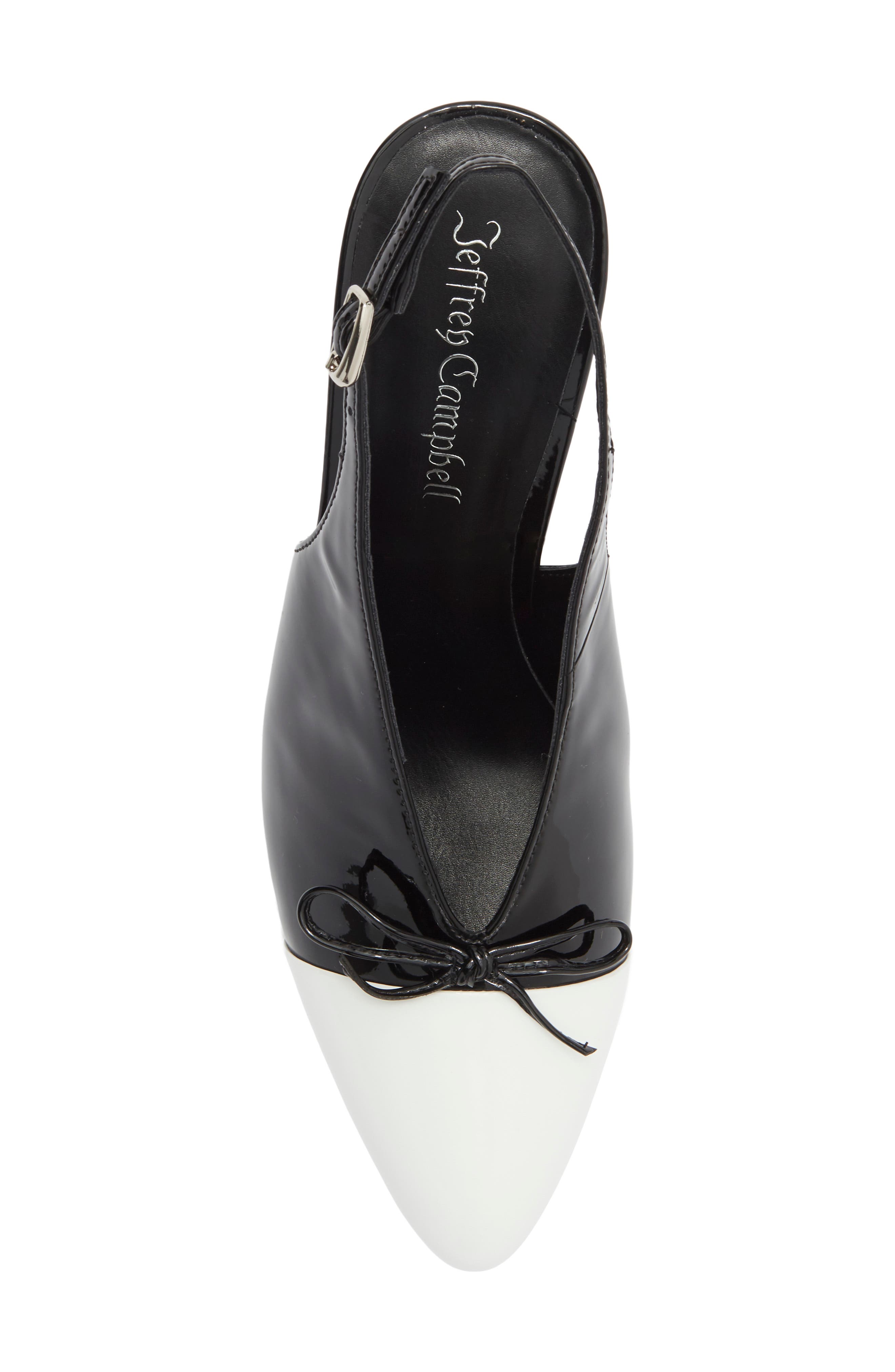 Chai Slingback Cap Toe Pump, Alternate, color, WHITE PATENT BLACK PATENT