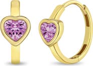 In Season Jewelry 14k Sparkling Heart Hoop Earrings