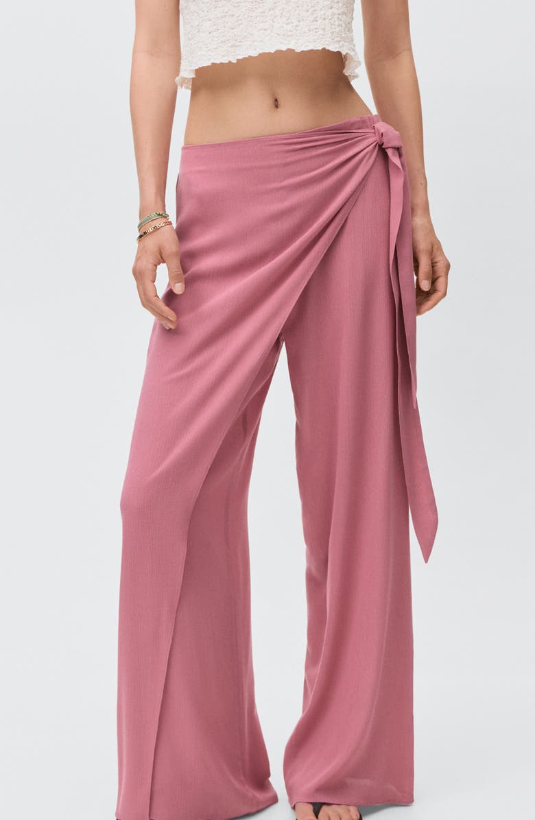 MANGO TEEN Tie Waist Sarong Pants, Alternate, color, Pink